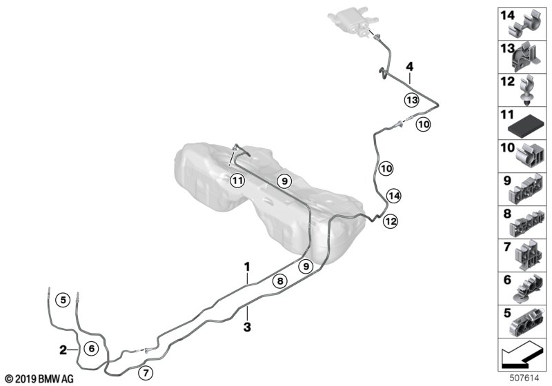 Fuel pipe and mounting parts