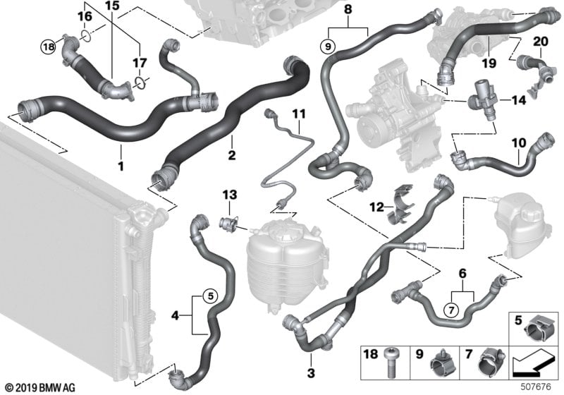 Cooling system coolant hoses