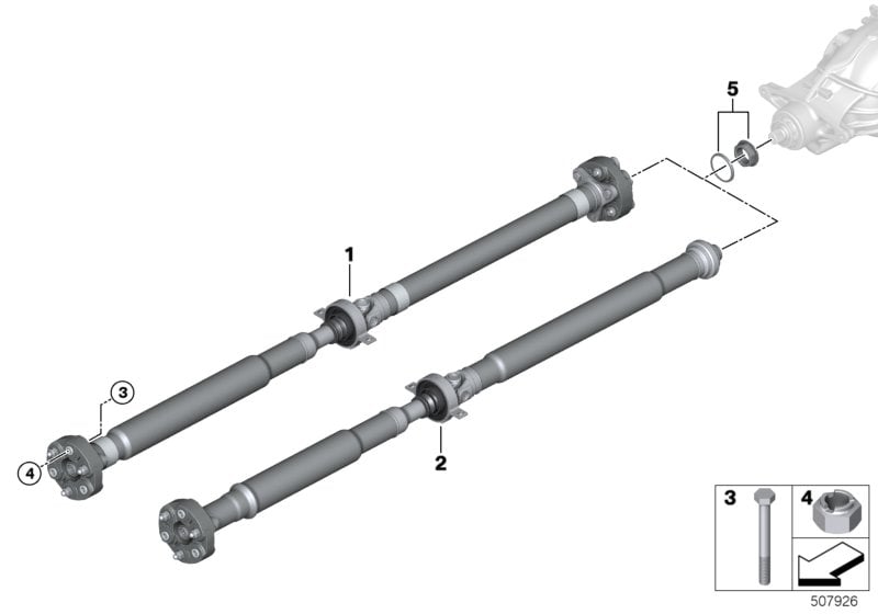 Driveshaft / recessed nut