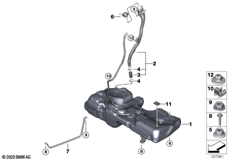 Fuel tank/mounting parts