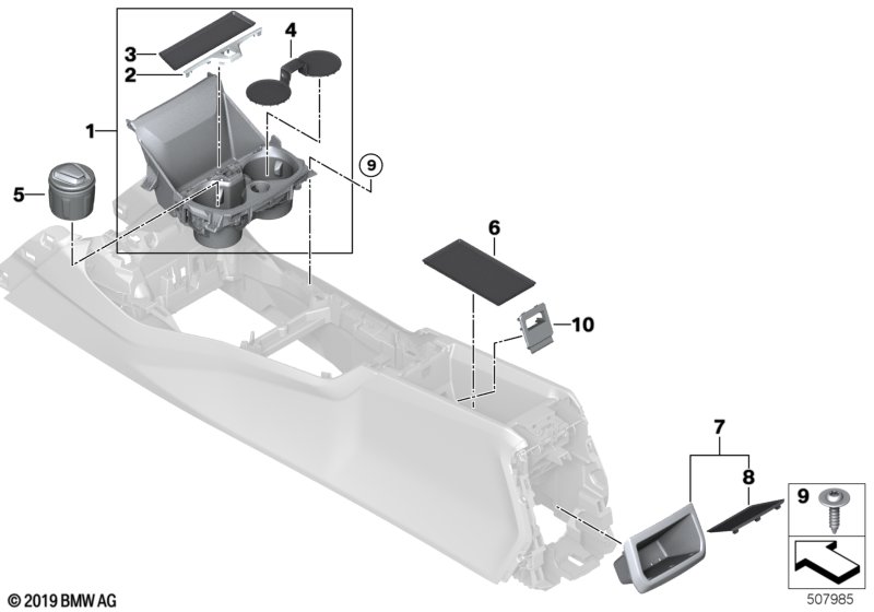 Storage tray, center console