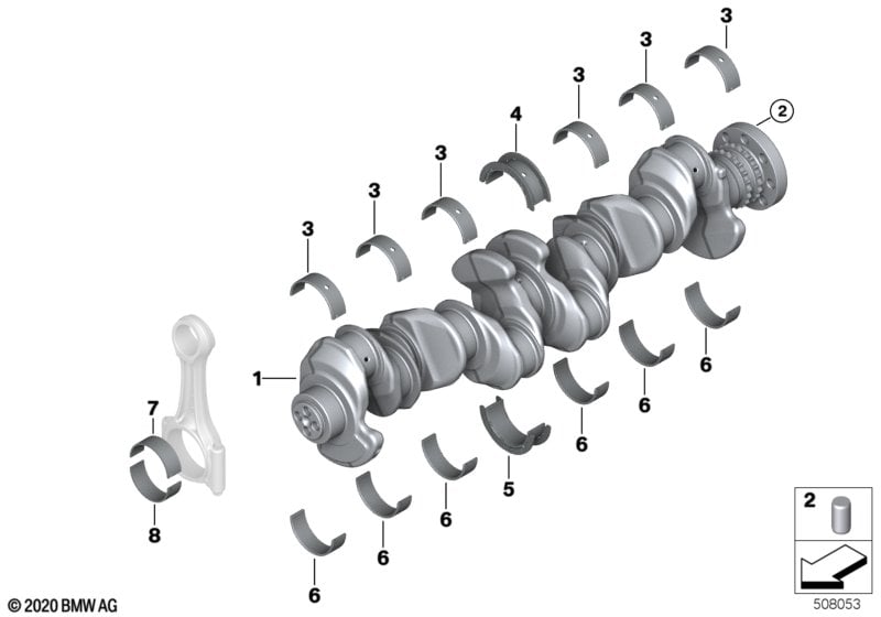 Crankshaft with bearing shells