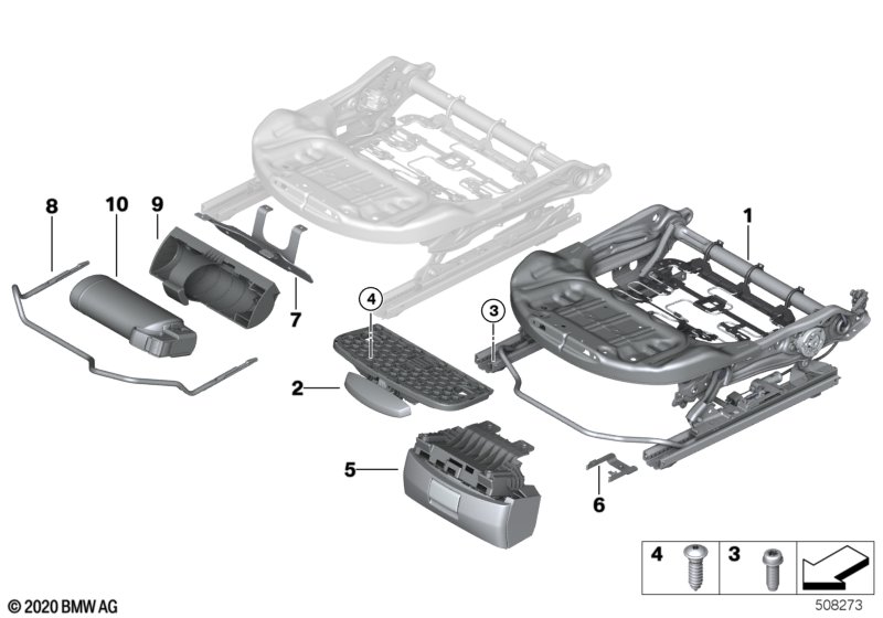 Seat, front, seat frame
