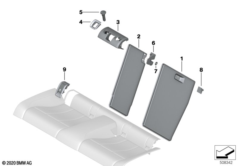 Seat, rear, backrest trim covers
