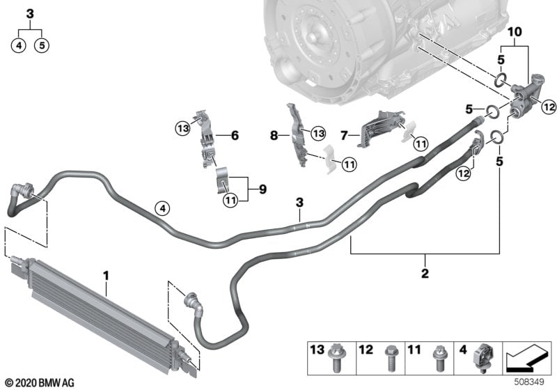 Transmission oil cooler/oil cooler line