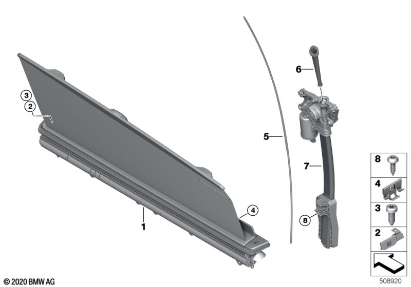 Roller sun vizor, rear door