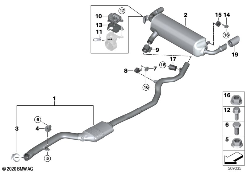 Exhaust system, rear