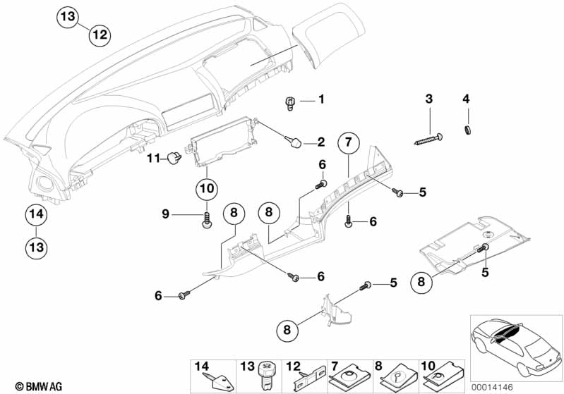 Genuine BMW 51458176523 E39 Dashboard Centering Support, Center (Inc. 525tds, 540iP & M5) | ML Performance EU Car Parts