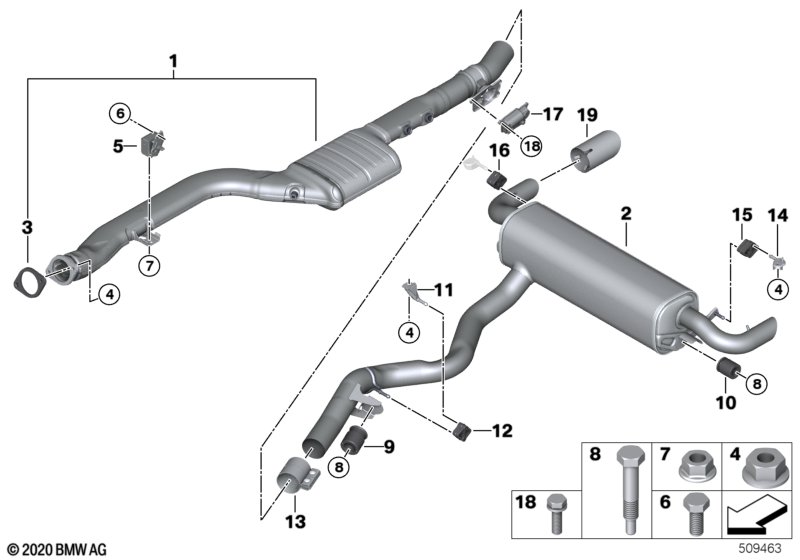 Exhaust system, rear