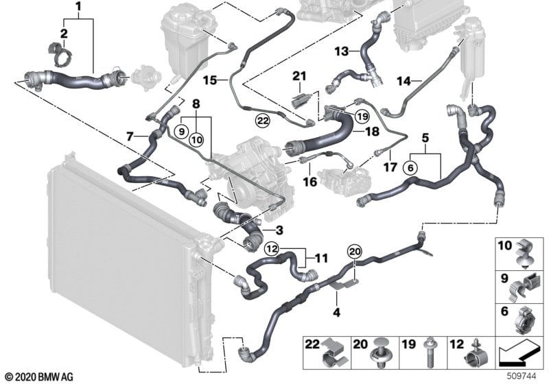 Cooling system coolant hoses