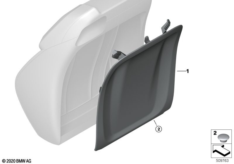 Front seat, backrest trim, rear panel