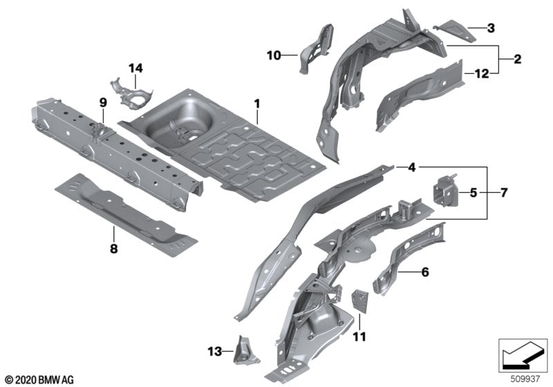 Rear wheelhouse/floor parts