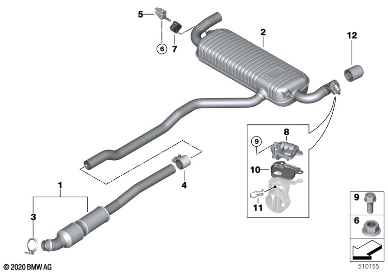 Exhaust system, rear