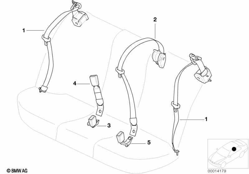Safety belt, rear