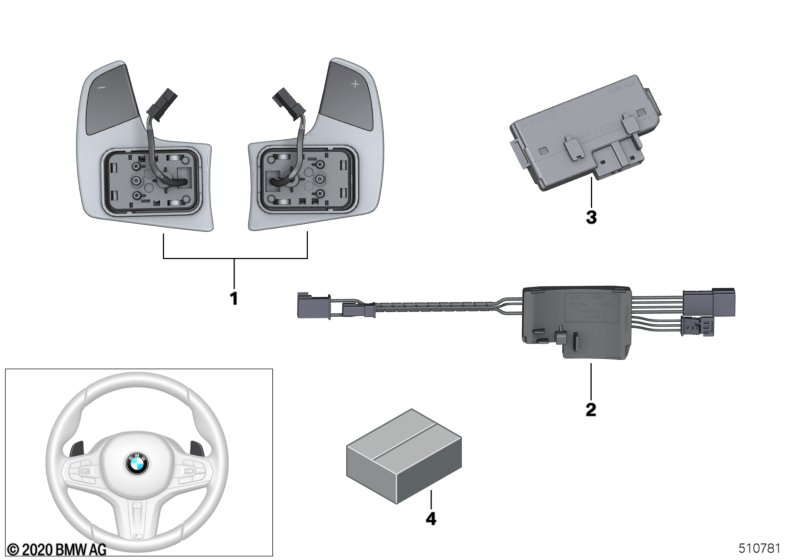 Steering wheel module and shift paddles