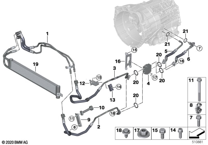 Trans. oil cooler line / heat exchanger