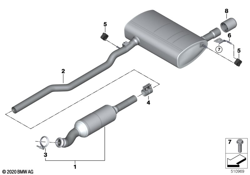 Exhaust system, rear