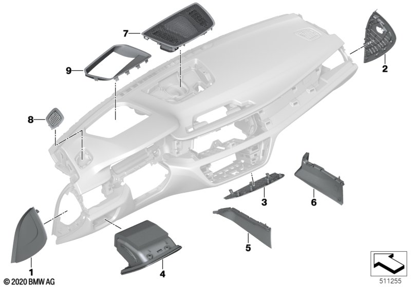 Individual instrument panel mount. parts