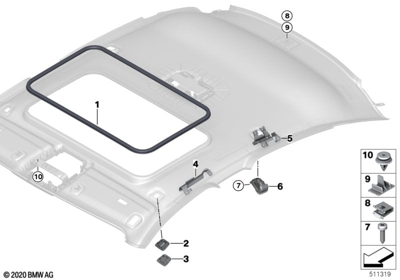 Mounting parts, roof antenna