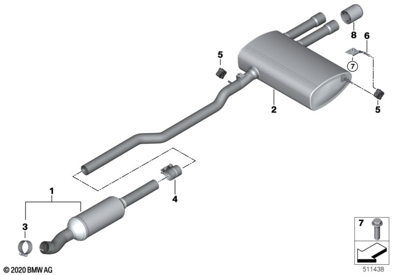 Exhaust system, rear