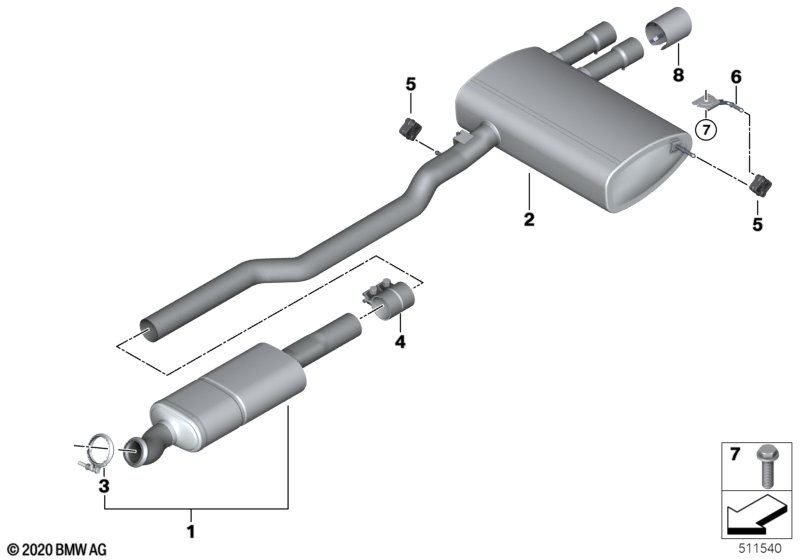 Exhaust system, rear