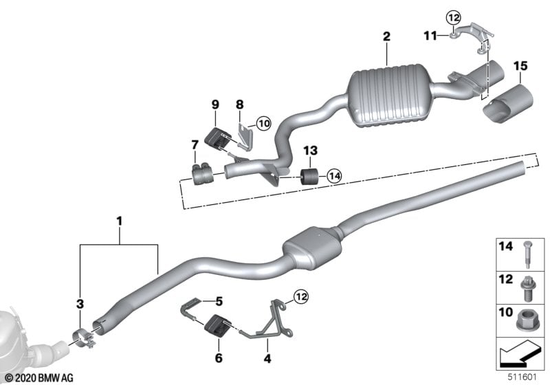 Exhaust system, rear