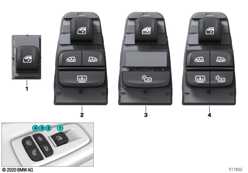 Switch,power window passenger side/rear