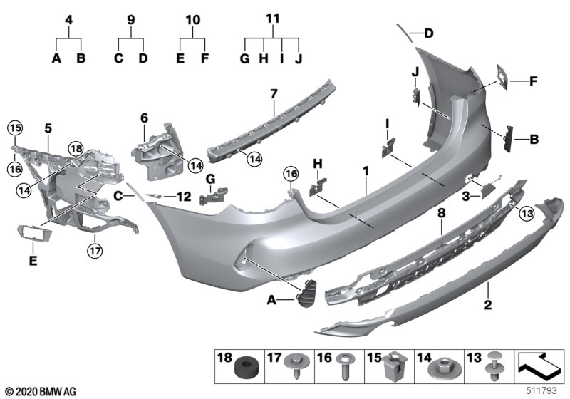 Trim cover, rear