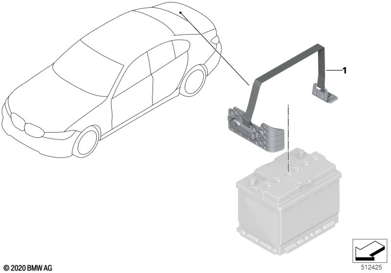Auxiliary battery, installed parts