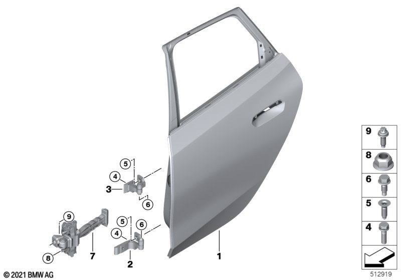 Rear door - hinge/door brake