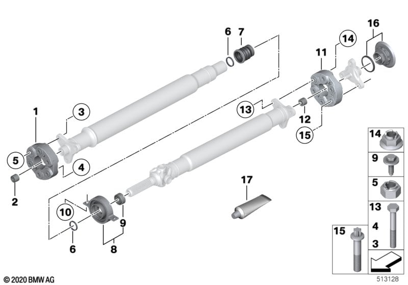 Hardy couplings/center bearing/inner nut