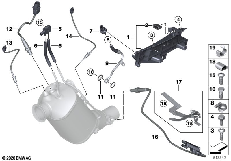 Diesel part.filter sens./mounting parts