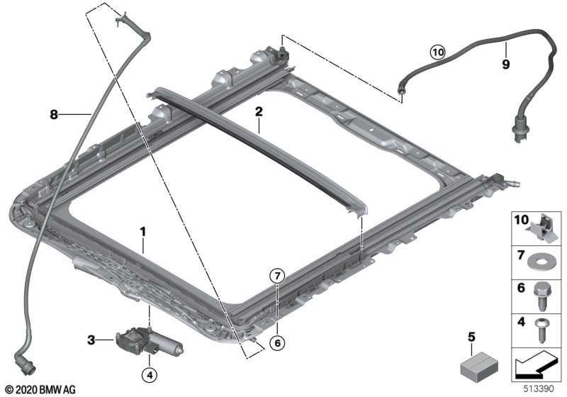 Electric panoramic roof