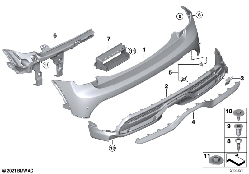 Trim cover, rear