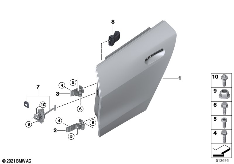 Rear door - hinge/door brake