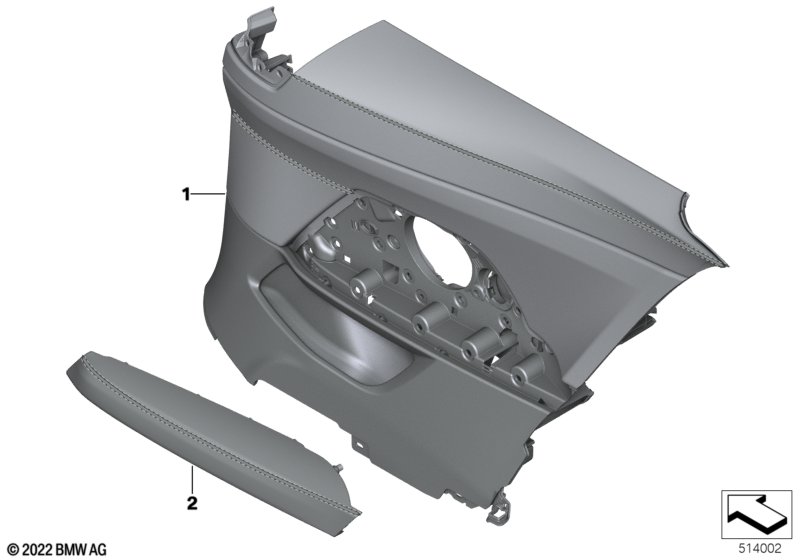 Indiv.lateral trim panel, leather
