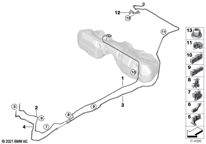 Fuel pipe and mounting parts