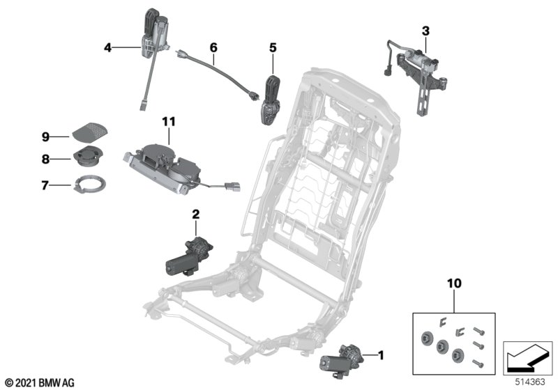 Seat, rear, electrical and motors