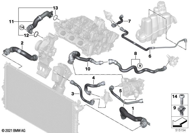 Cooling system coolant hoses