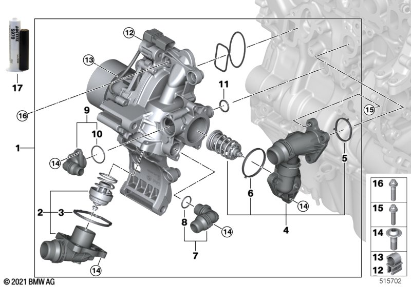 Cooling system - coolant pump/thermostat