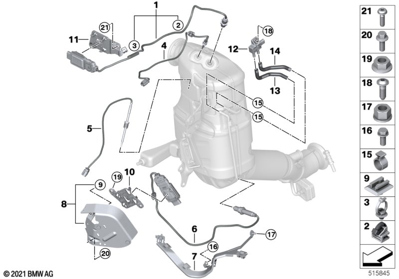 Diesel part.filter sens./mounting parts