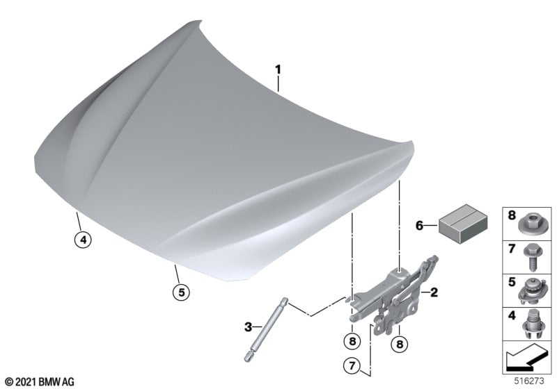 Engine hood/mounting parts