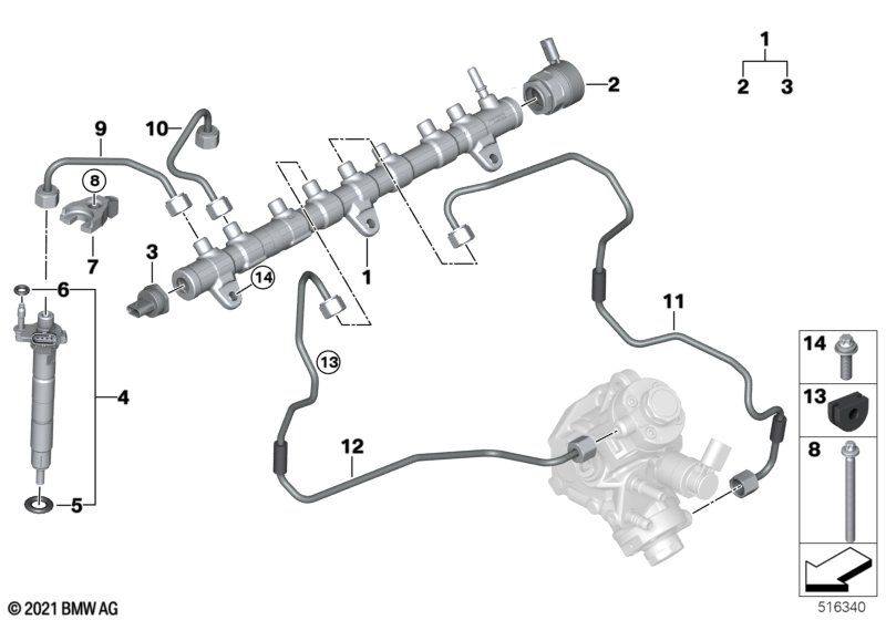 High pressure accumulator/injector/line