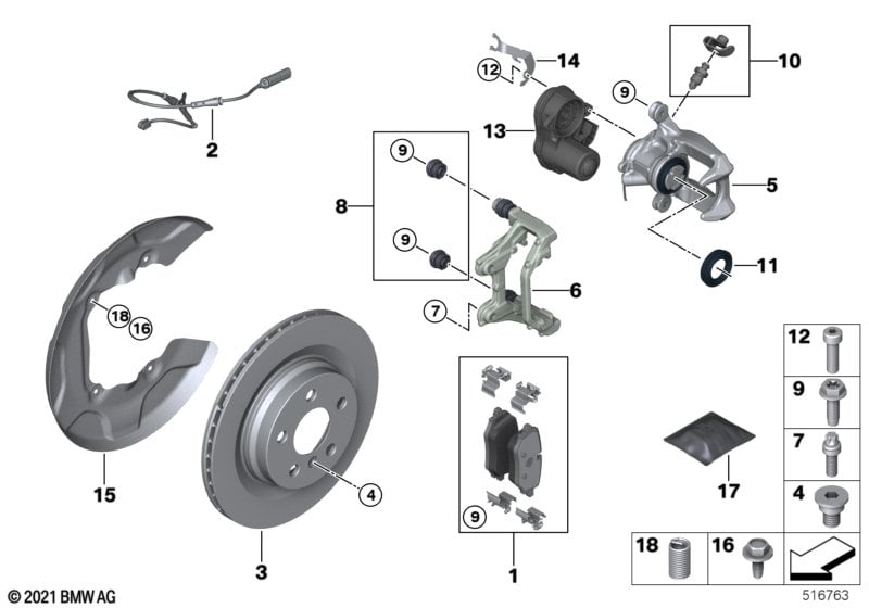 Rear brake / brake pad / wear sensor