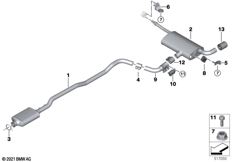 Exhaust system, rear