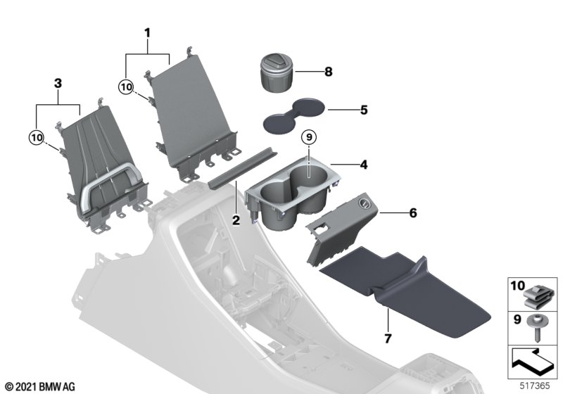 Storage tray, center console