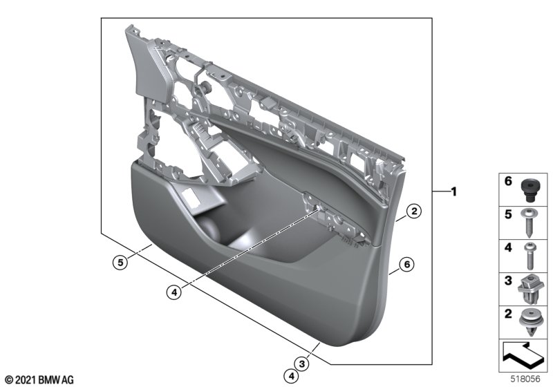 Door trim panel, front