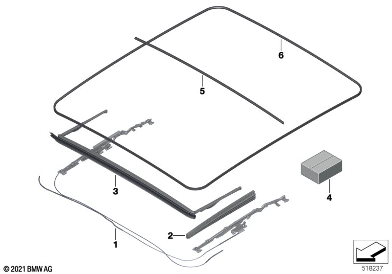 Panorama roof mounting parts