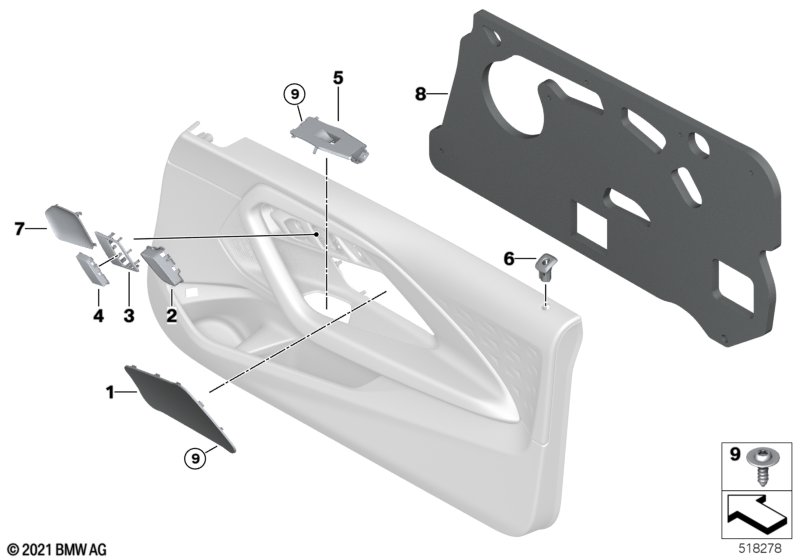 Mounting parts, door trim