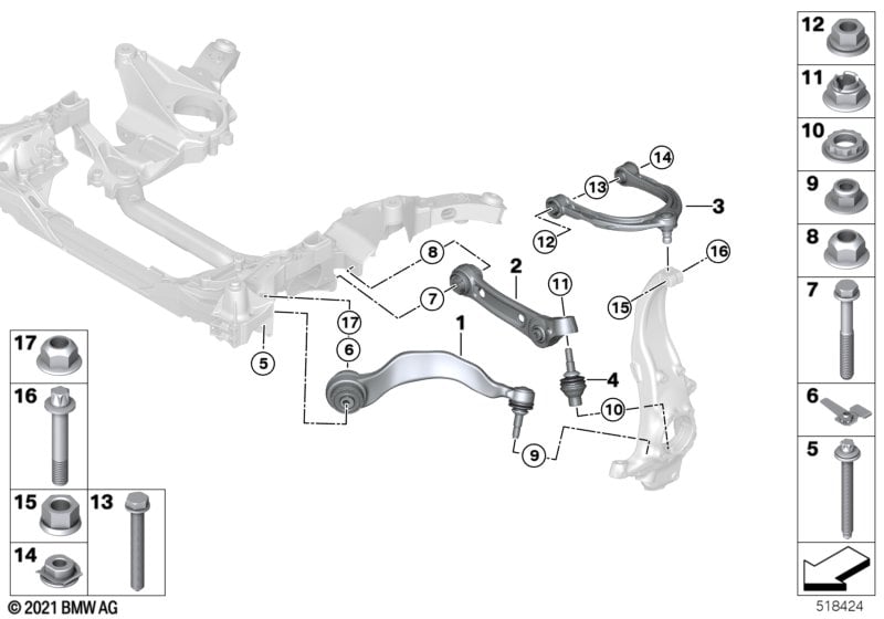 Front axle wishbone / tension strut AWD